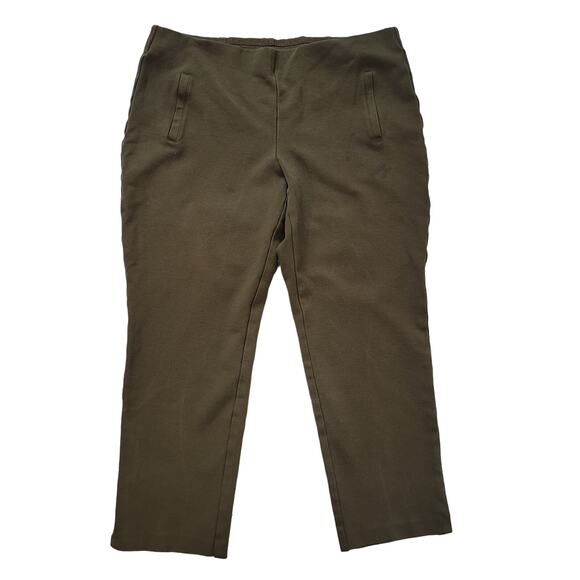 Chico's Size 2 US 12 Juliet Ankle Pants Ambered Olive Straight Leg Dress Pants - Picture 1 of 9